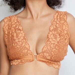 NWT $58 Free People X HAH Got Ur Back Bra Size Medium Brown Sugar Lace